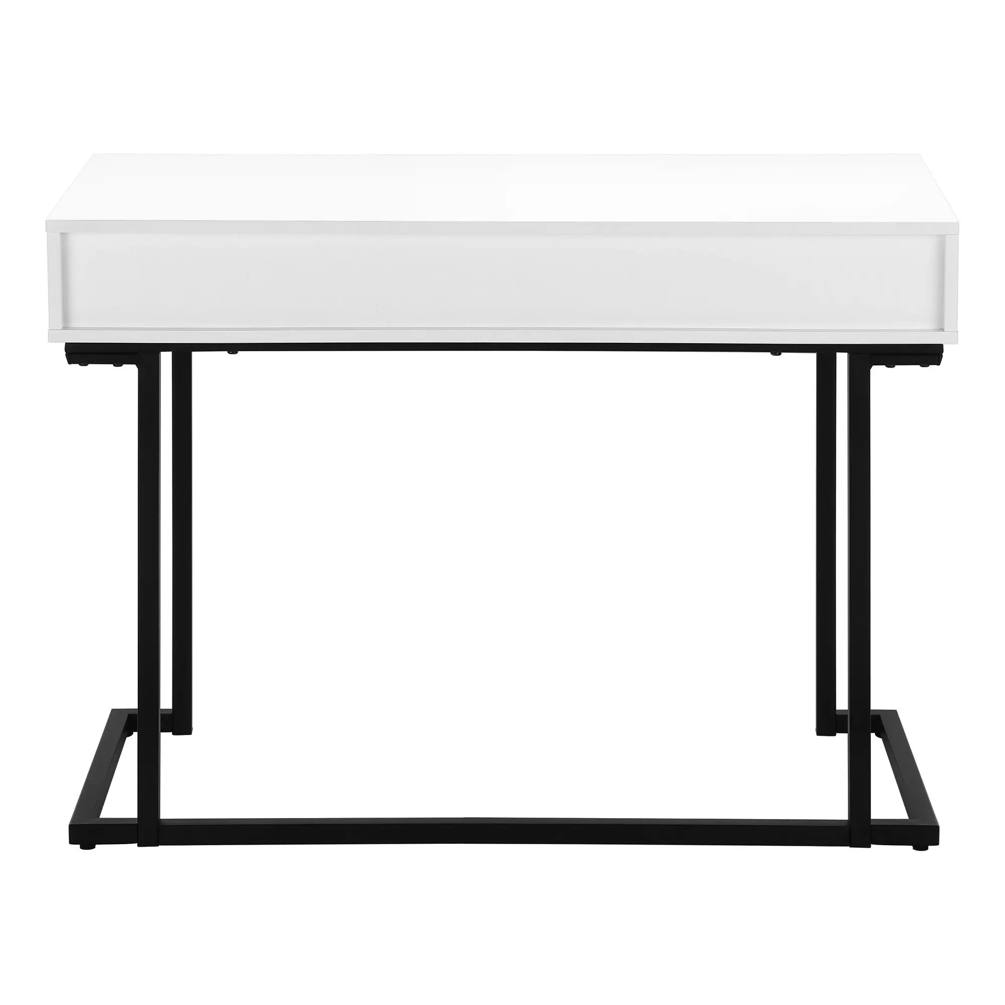 42" White and Black Wood and Metal Sled Computer Desk Homeroots Office