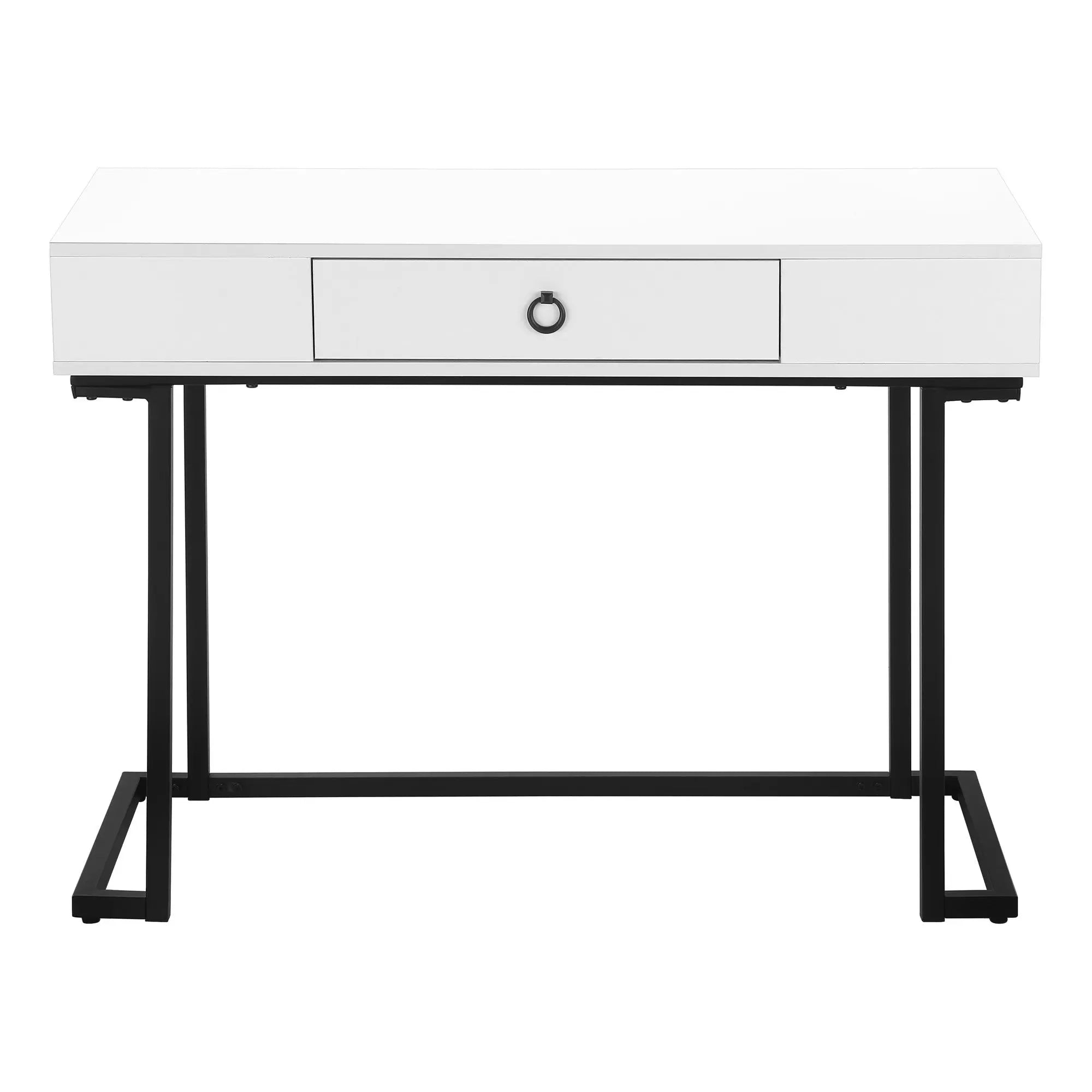 42" White and Black Wood and Metal Sled Computer Desk Homeroots Office