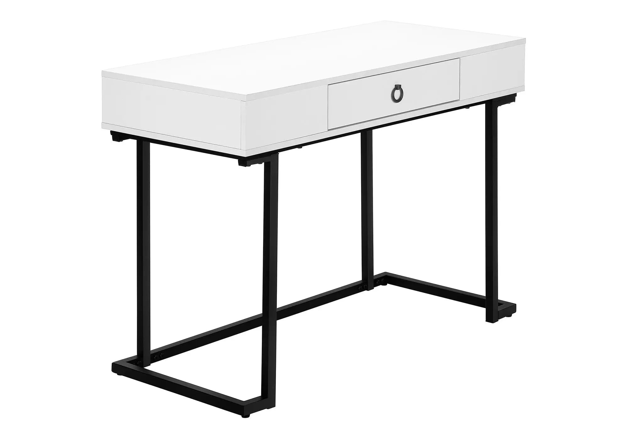 42" White and Black Wood and Metal Sled Computer Desk Homeroots Office