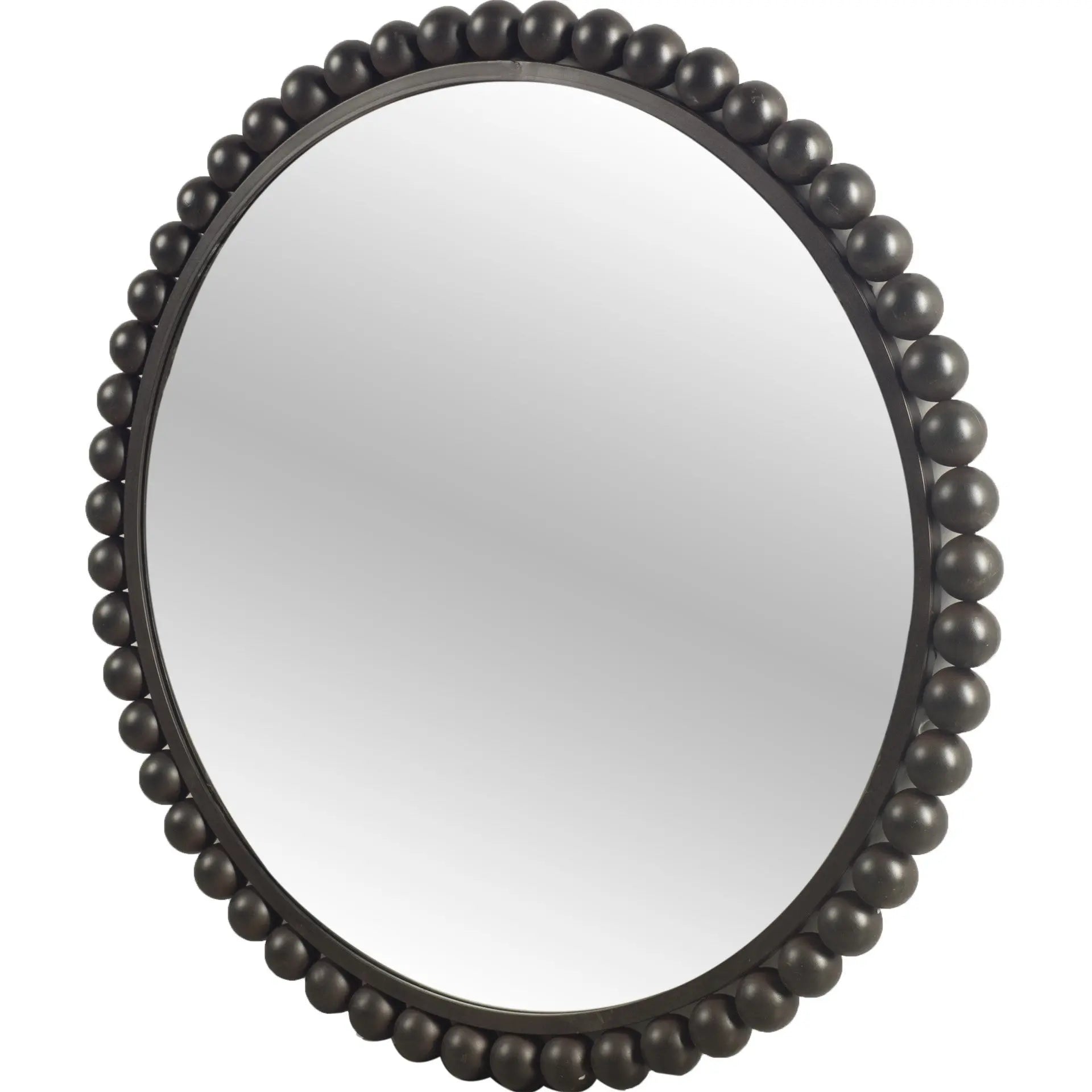 43" Black Metal Round Beaded Framed Accent Mirror Homeroots Bed & Bath