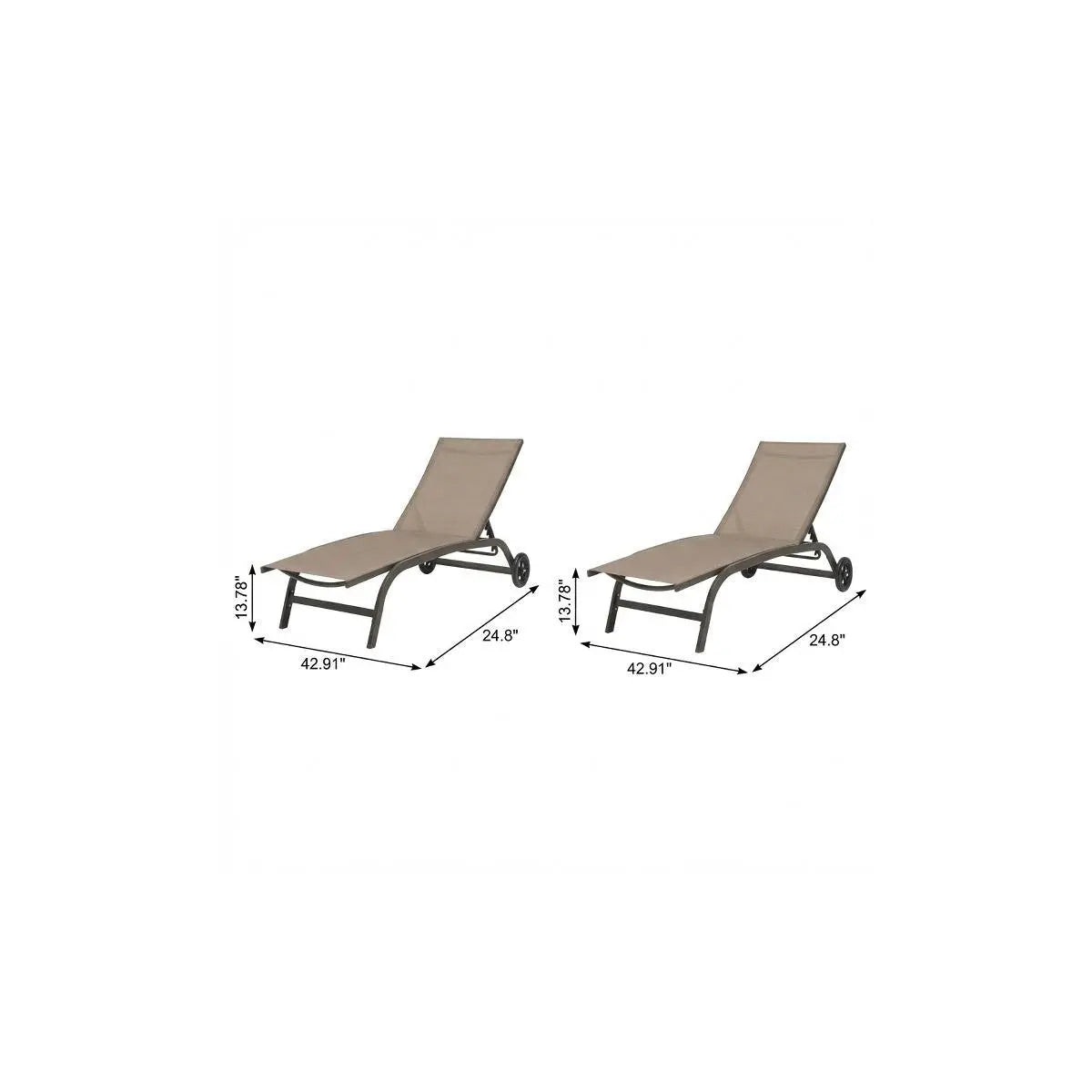 43" Brown Aluminum Six Position Adjustable Outdoor Chaise Lounge Homeroots Outdoor
