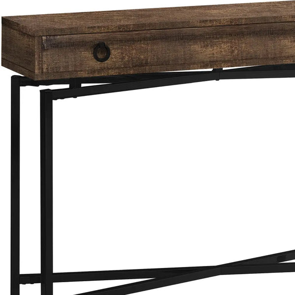 43" Brown And Black Cross Leg Console Table - GreatEagleInc
