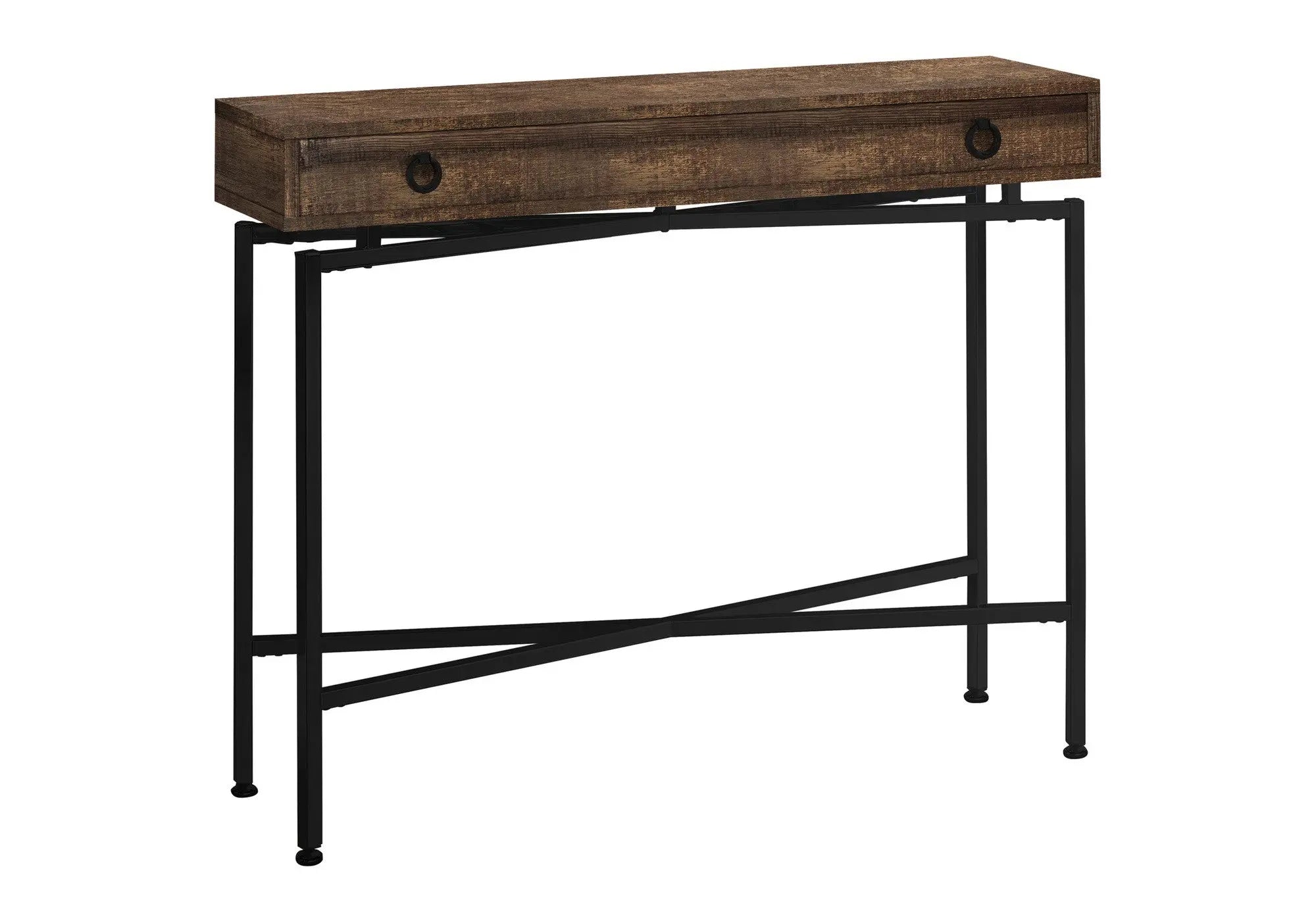 43" Brown And Black Cross Leg Console Table - GreatEagleInc
