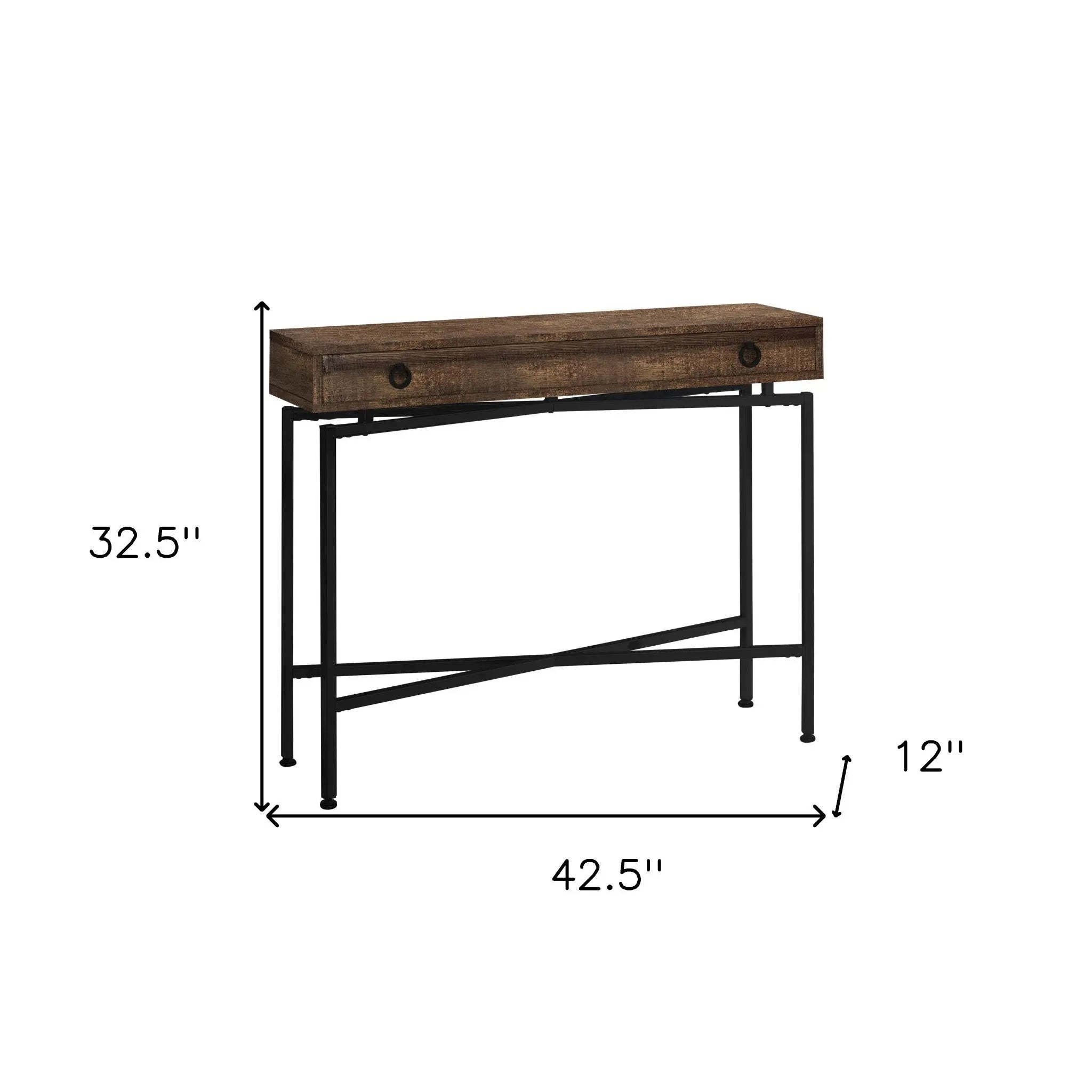 43" Brown And Black Cross Leg Console Table - GreatEagleInc