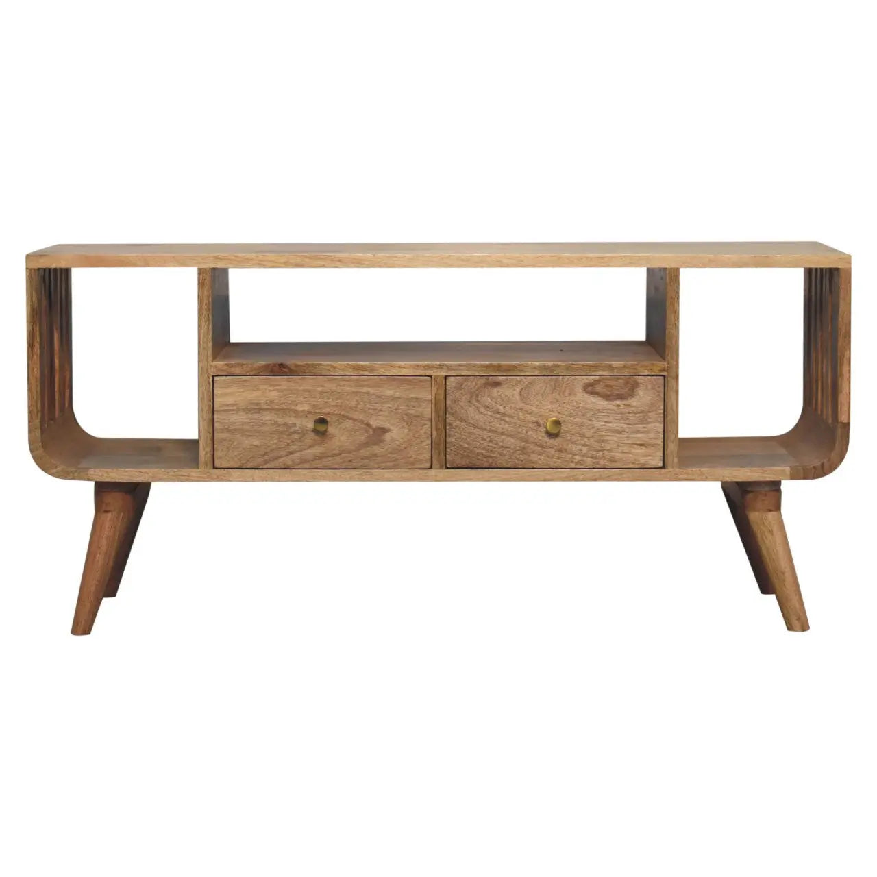 43" Brown Solid Wood Enclosed and Open Storage TV Stand Homeroots Living Room