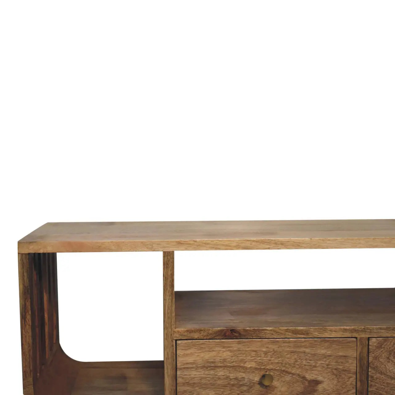 43" Brown Solid Wood Enclosed and Open Storage TV Stand Homeroots Living Room
