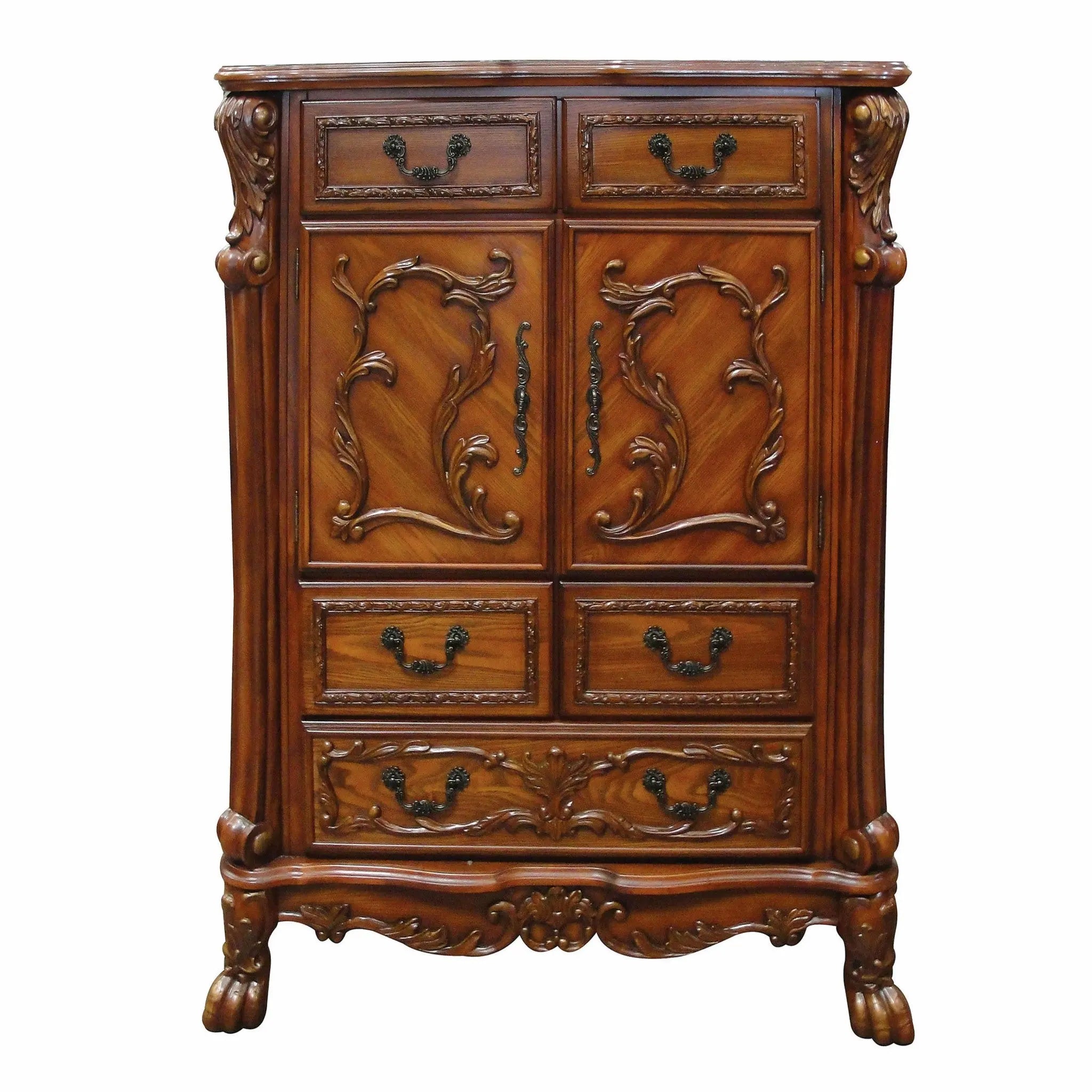 43" Brown Solid Wood Five Drawer Standard Chest - GreatEagleInc