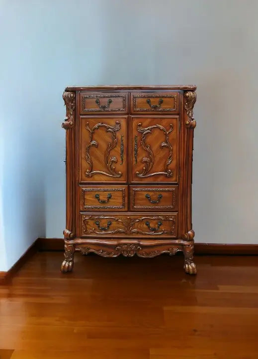 43" Brown Solid Wood Five Drawer Standard Chest - GreatEagleInc