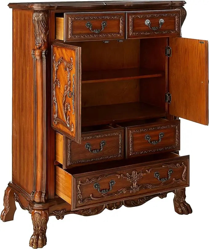 43" Brown Solid Wood Five Drawer Standard Chest - GreatEagleInc