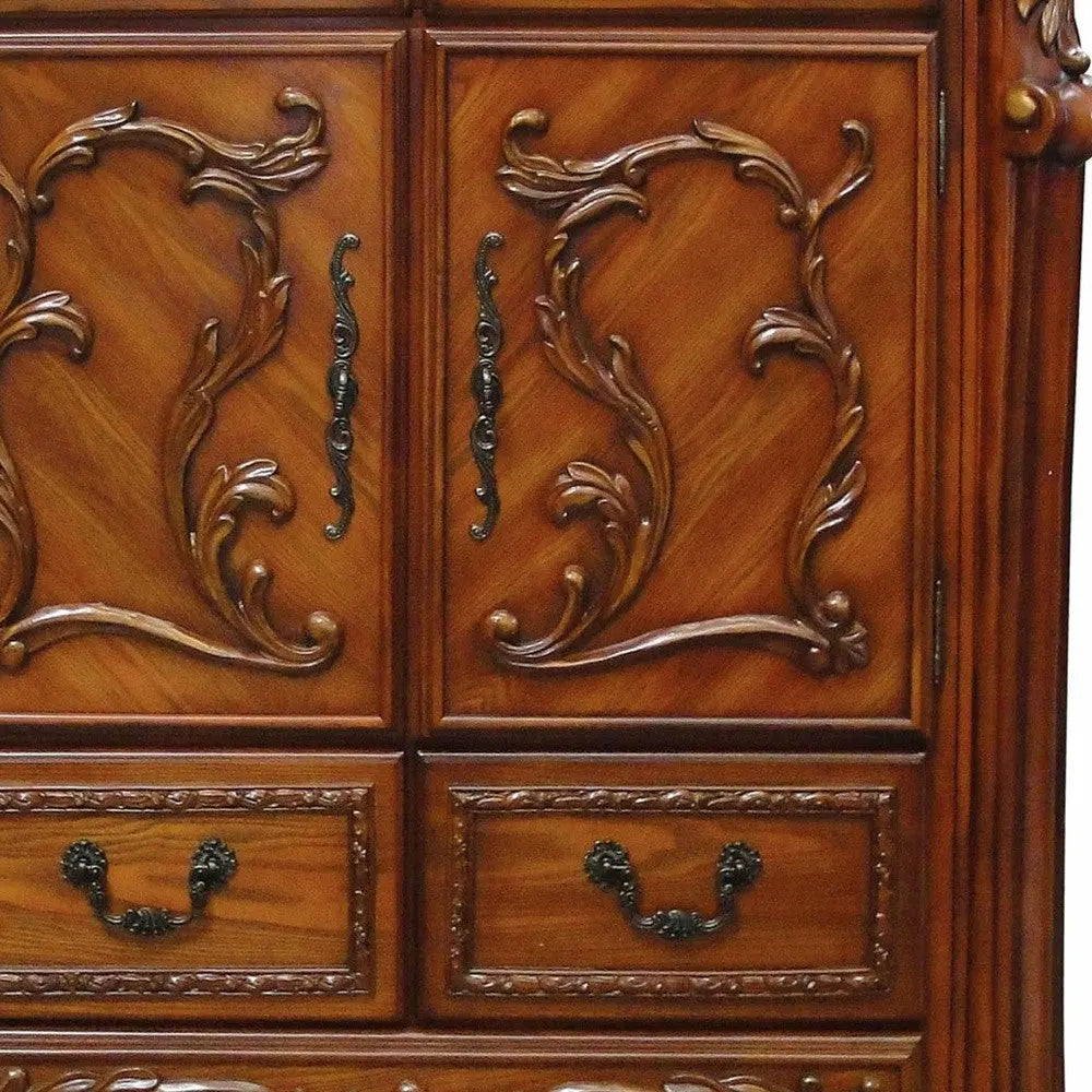 43" Brown Solid Wood Five Drawer Standard Chest - GreatEagleInc