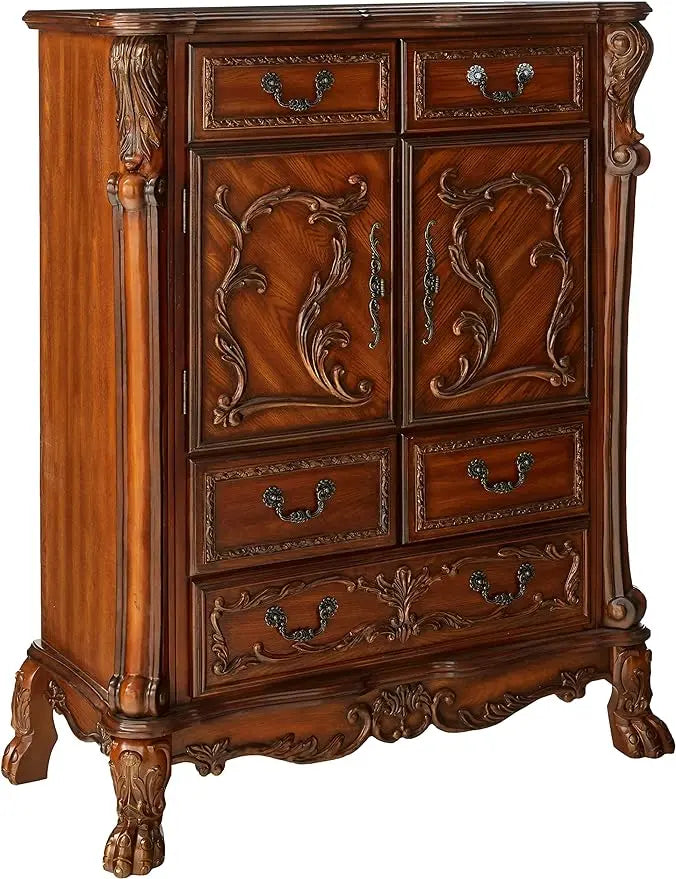 43" Brown Solid Wood Five Drawer Standard Chest - GreatEagleInc