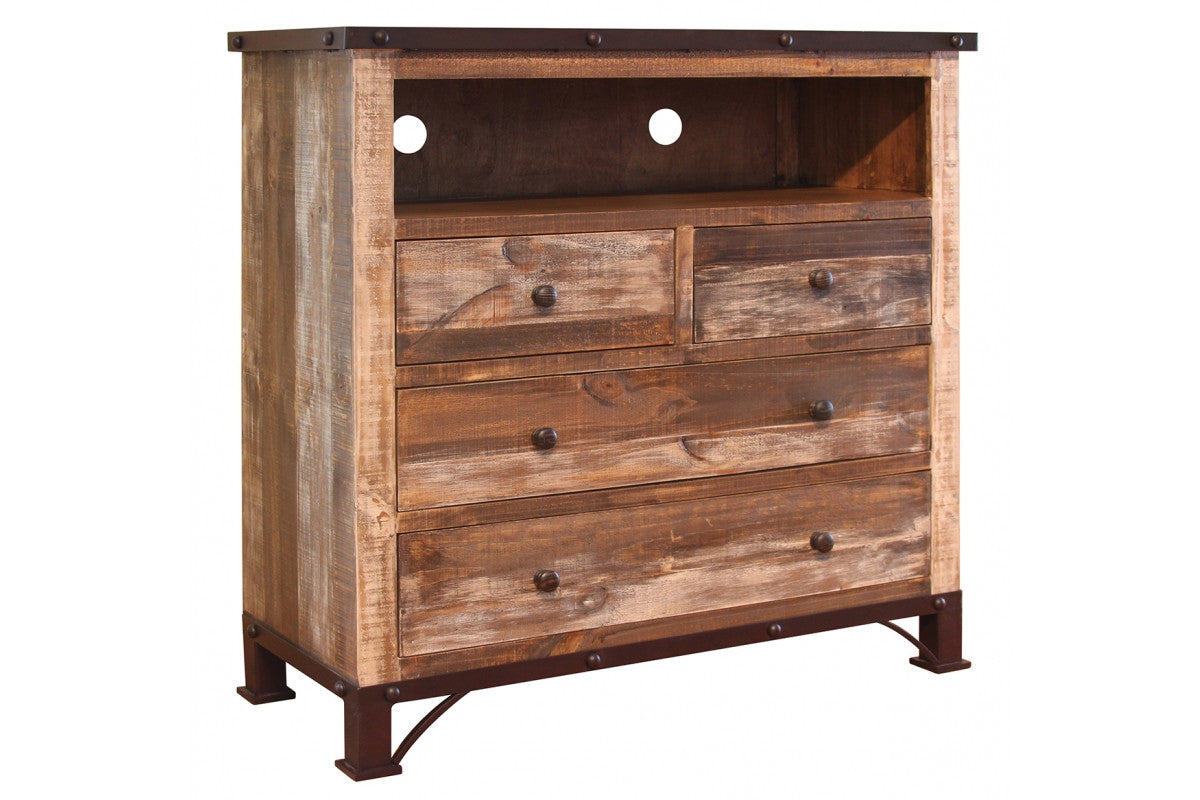 43" Brown Solid Wood Four Drawer Chest - GreatEagleInc