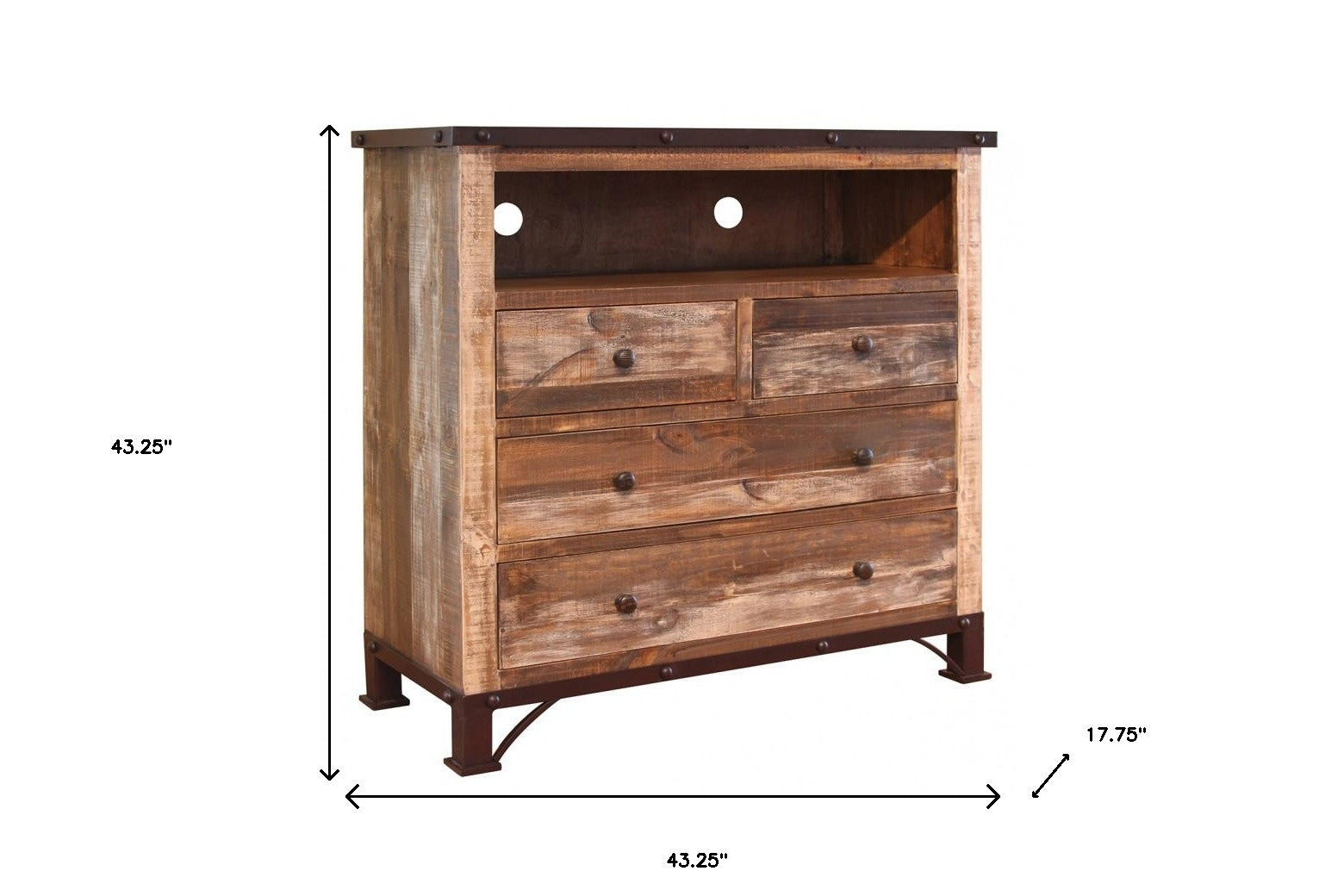 43" Brown Solid Wood Four Drawer Chest - GreatEagleInc