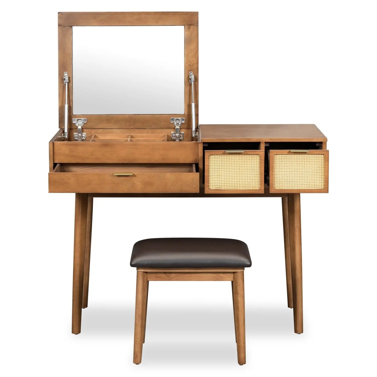 43" Brown Wood Mirrored Vanity Table Homeroots Living Room