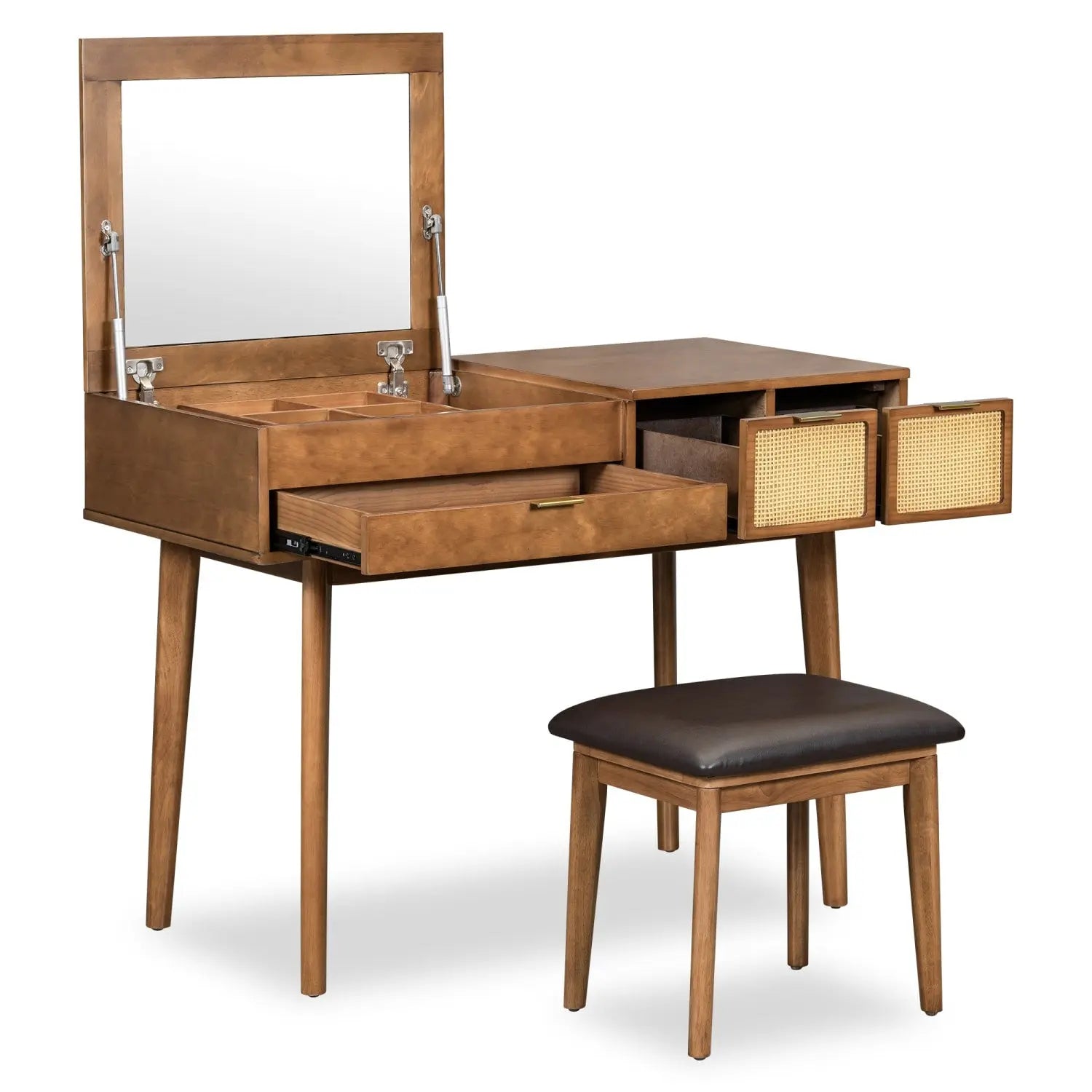 43" Brown Wood Mirrored Vanity Table Homeroots Living Room