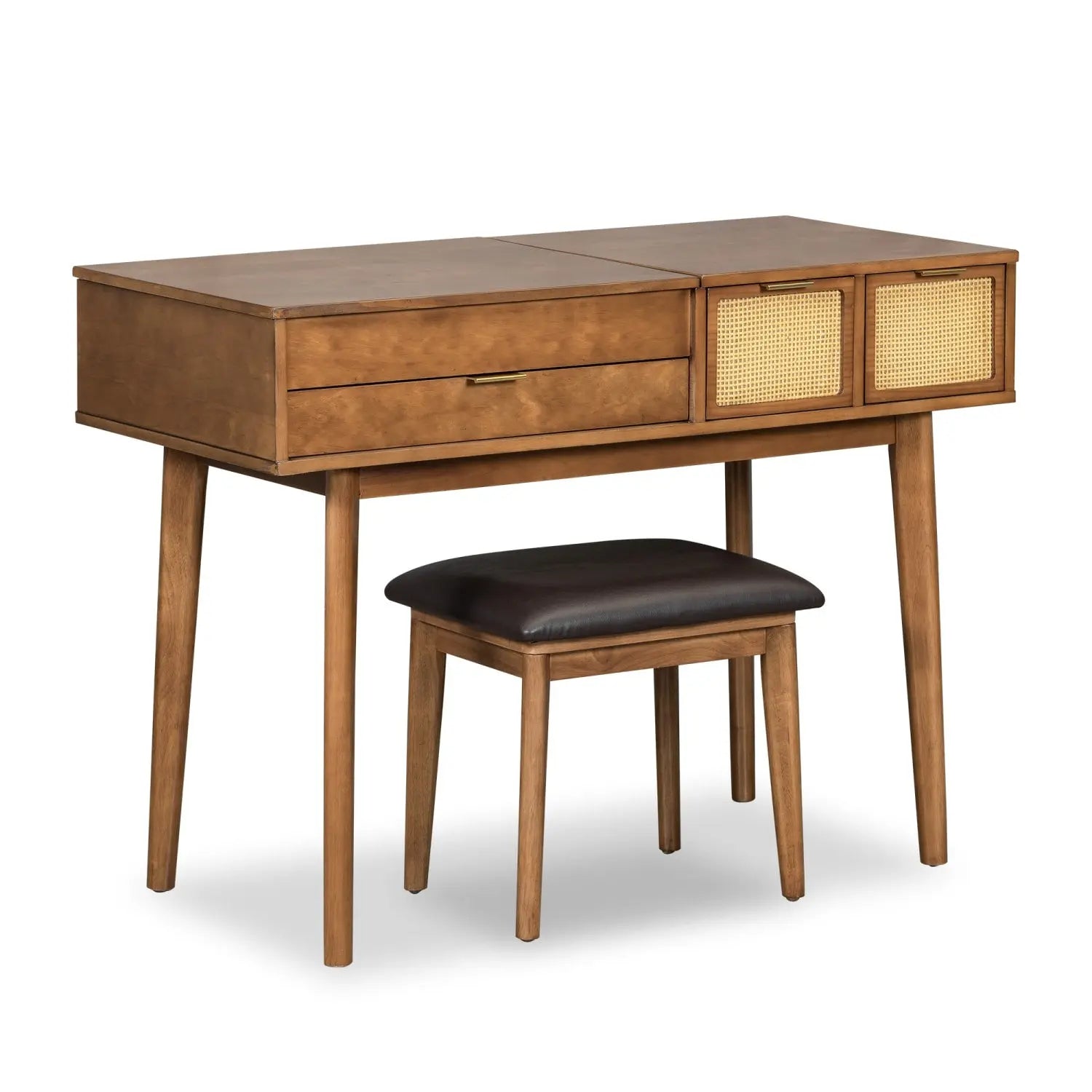 43" Brown Wood Mirrored Vanity Table Homeroots Living Room