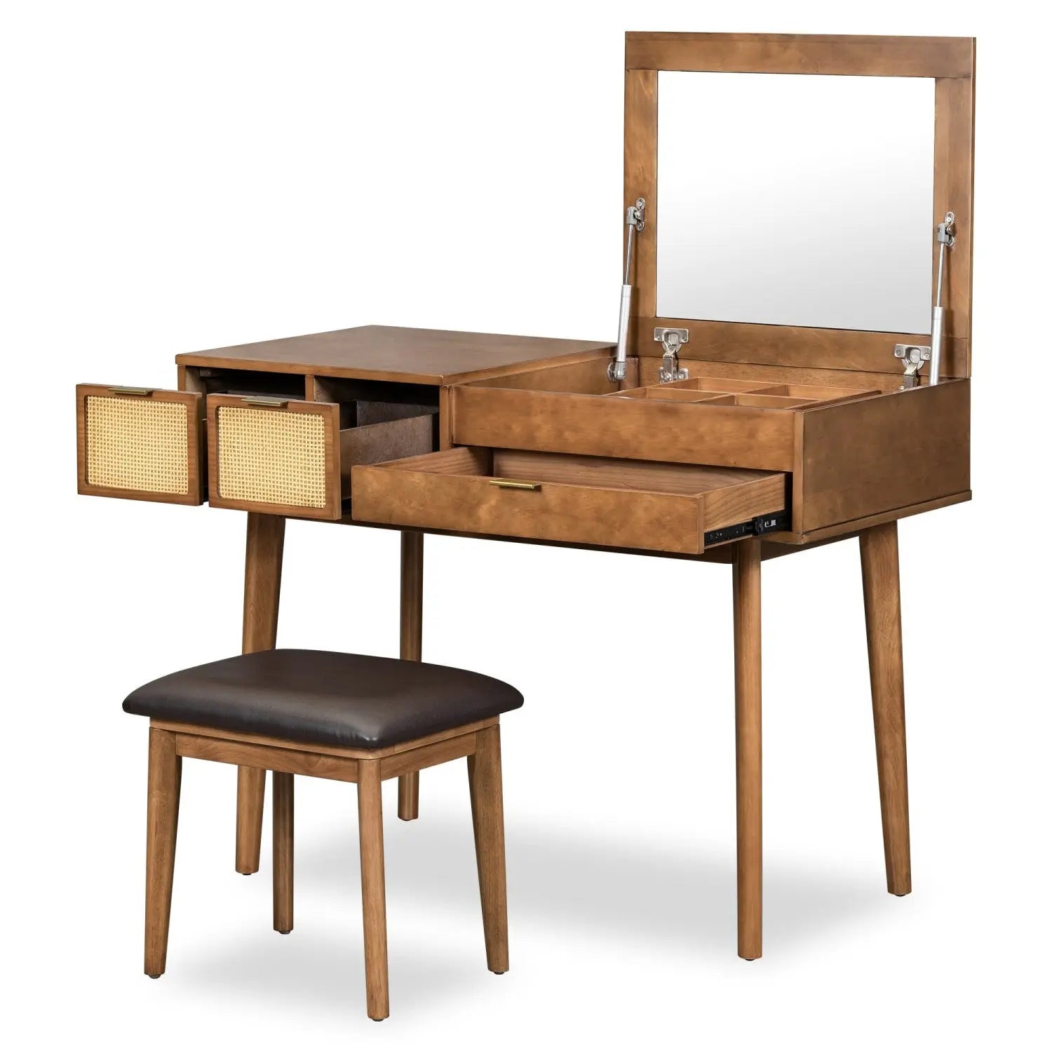 43" Brown Wood Mirrored Vanity Table Homeroots Living Room