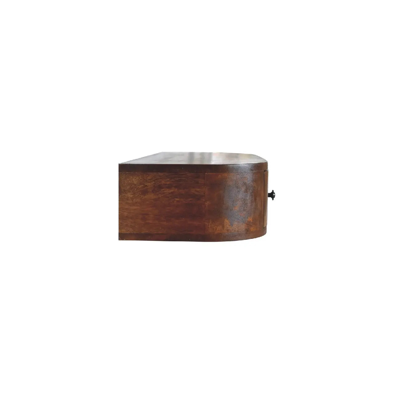 43" Chestnut Solid Wood Floating Console Table With Shelf And Two Drawers Homeroots Living Room