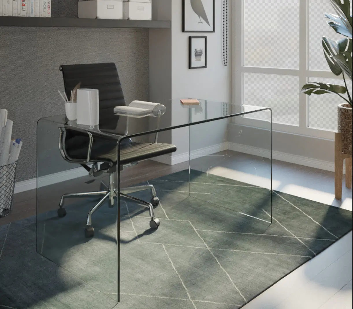 43" Clear Glass Computer Desk Homeroots Office