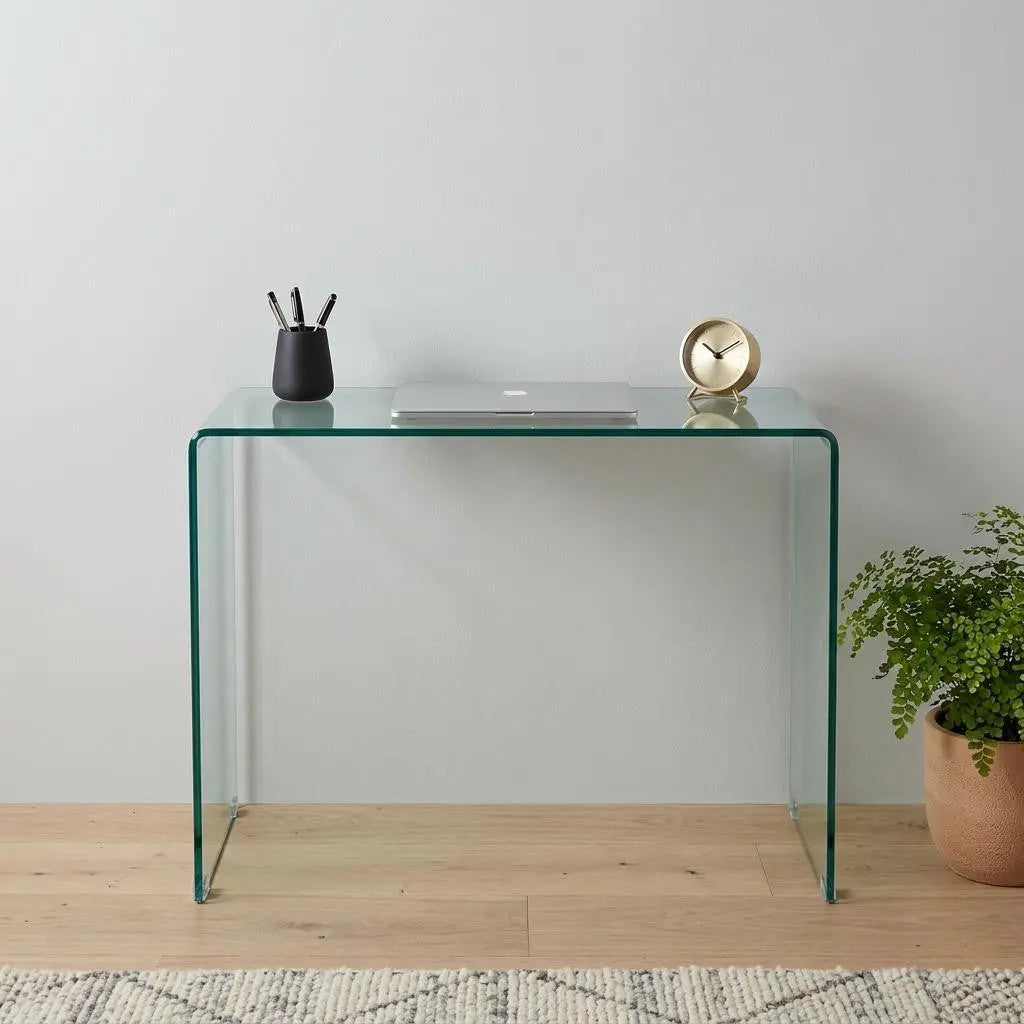 43" Clear Glass Computer Desk Homeroots Office