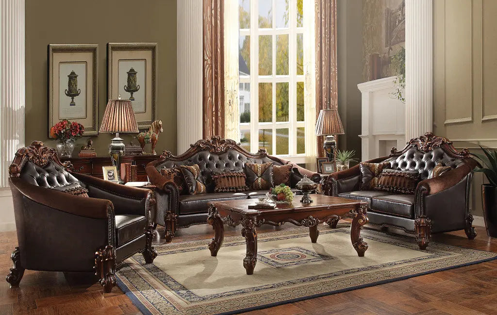 43" Dark Brown Faux Leather Tufted Chesterfield Chair And Toss Pillow Homeroots Living Room