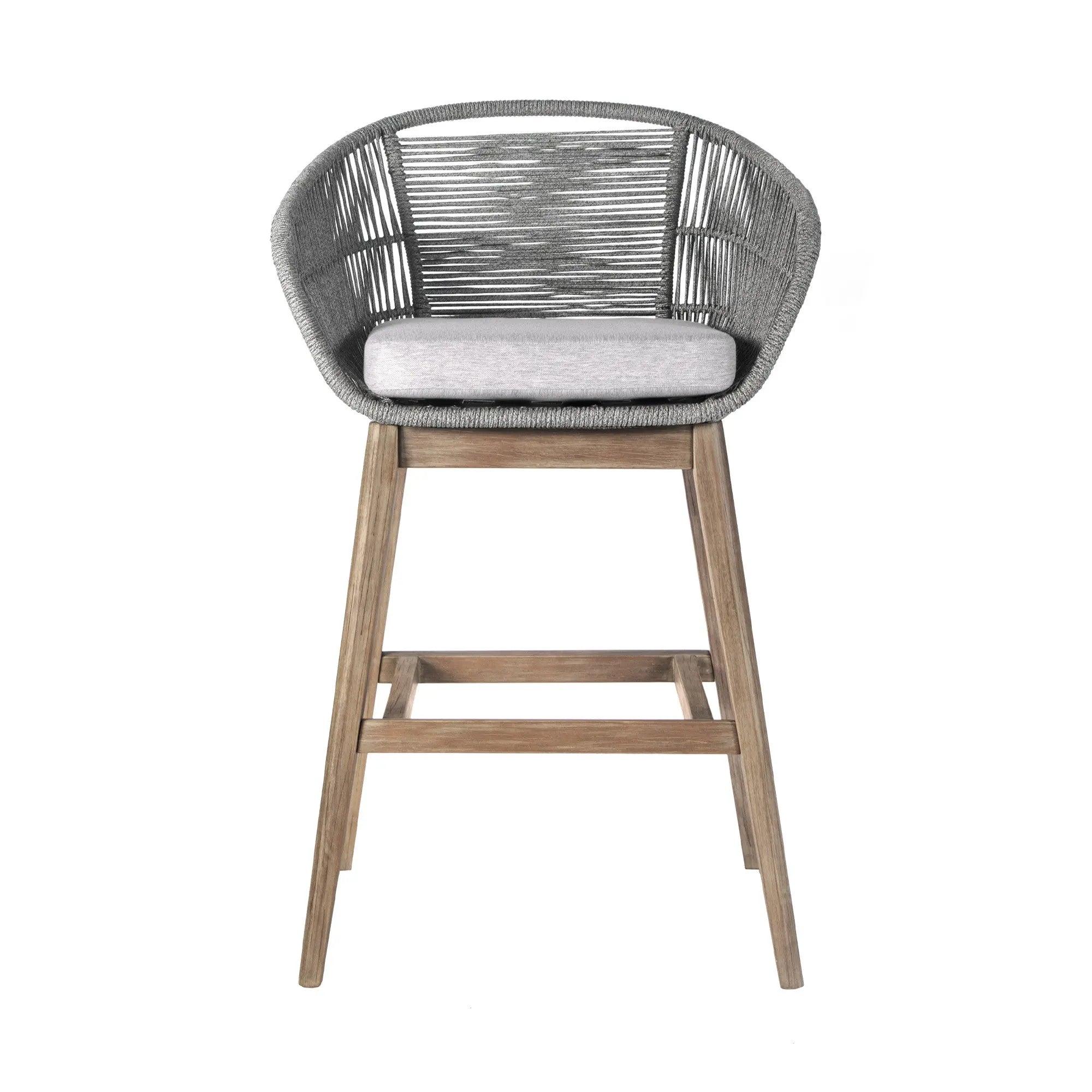43" Gray Solid Wood Low back Outdoor Bar Height chair with Footrest - GreatEagleInc