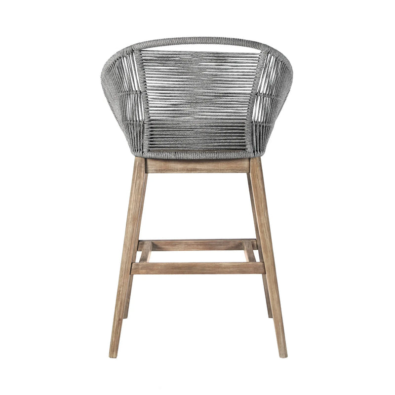 43" Gray Solid Wood Low back Outdoor Bar Height chair with Footrest - GreatEagleInc