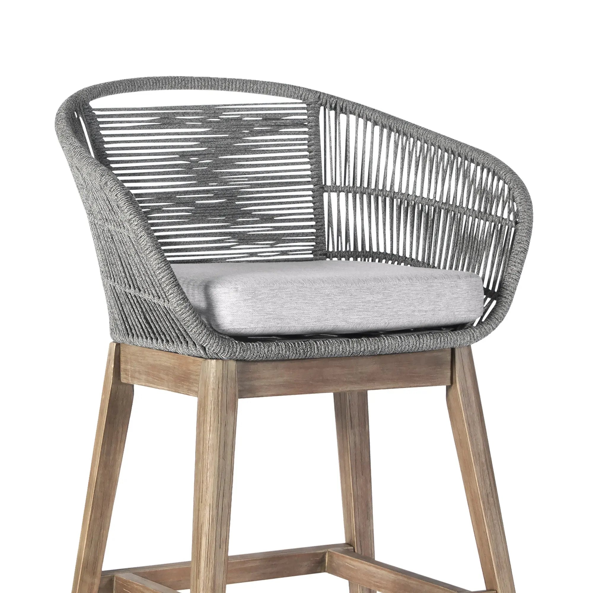 43" Gray Solid Wood Low back Outdoor Bar Height chair with Footrest - GreatEagleInc