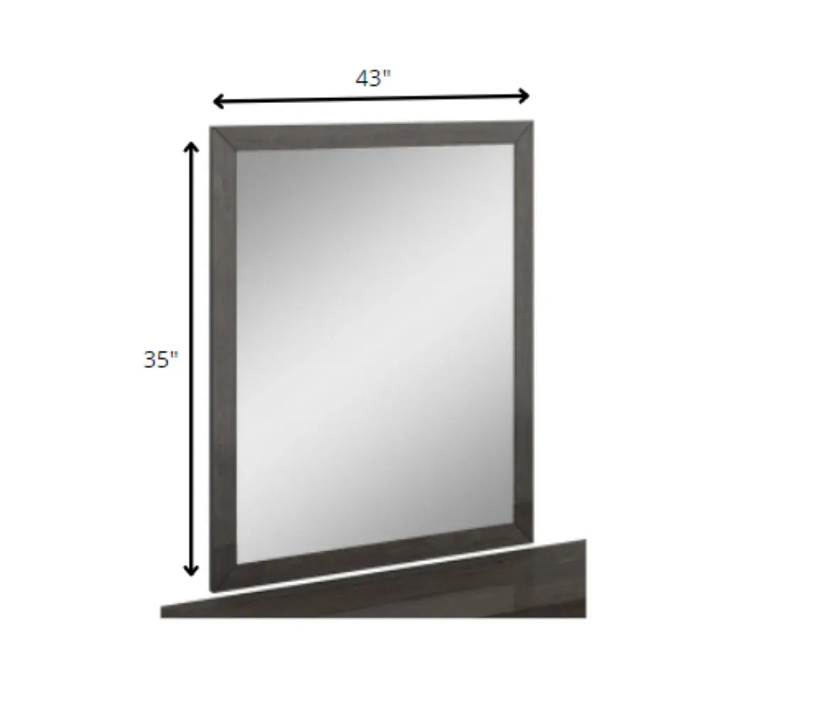 43" Gray Wood Dresser Mount Framed Mirror Homeroots Bed & Bath