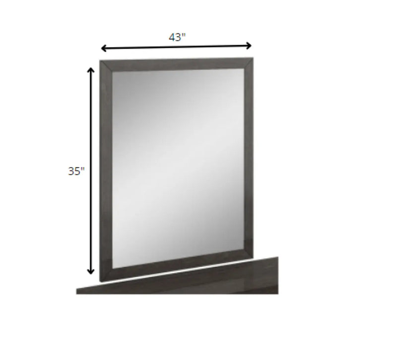 43" Gray Wood Dresser Mount Framed Mirror Homeroots Bed & Bath