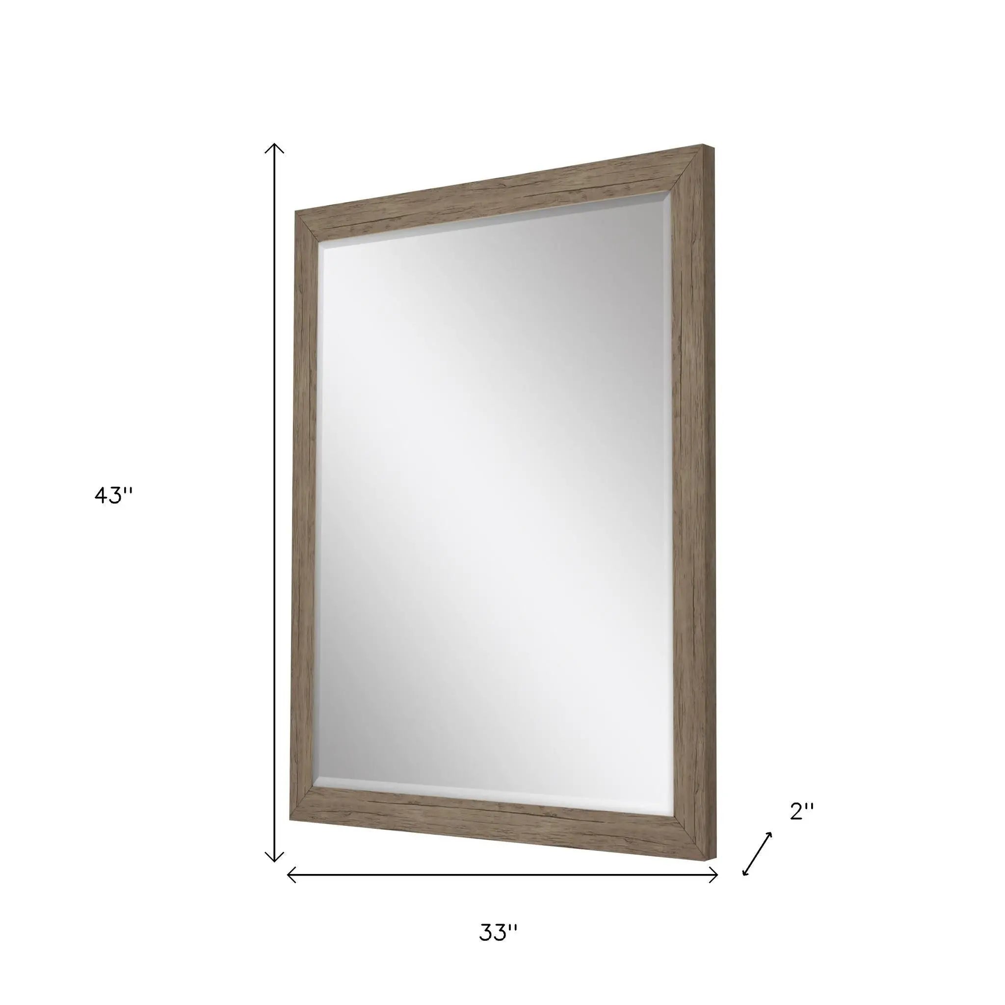 43" Light Brown Framed Accent Mirror Homeroots Bed & Bath