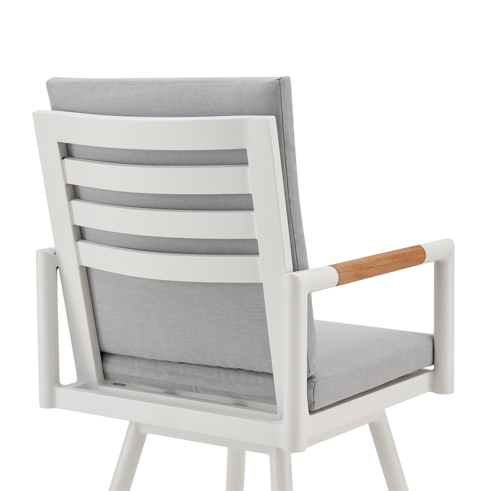 43" Light Gray Metal Swivel Outdoor Counter Height Bar chair with Footrest - GreatEagleInc