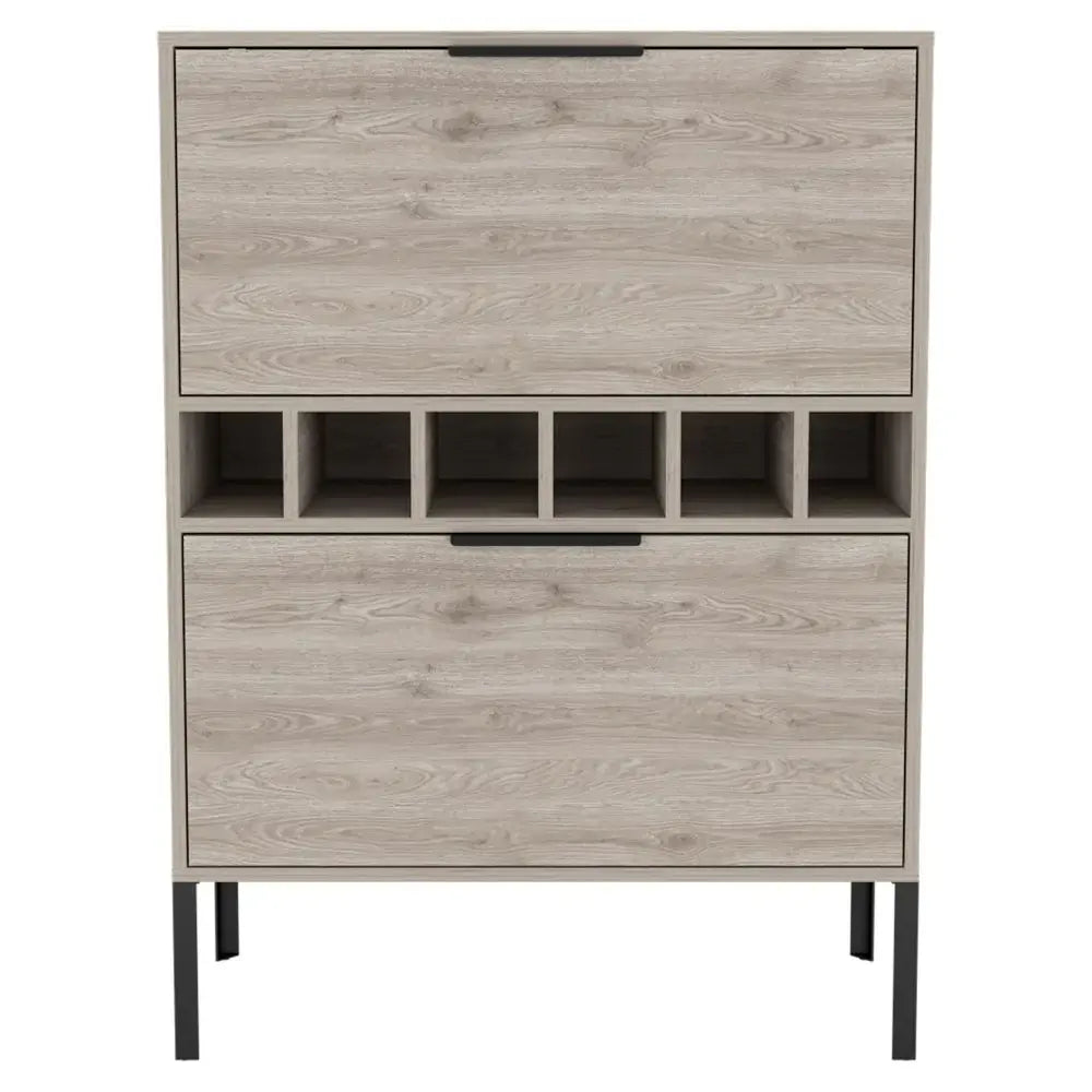 43" Light Gray and Black Wood Console Bar Cabinet With Two Doors - GreatEagleInc
