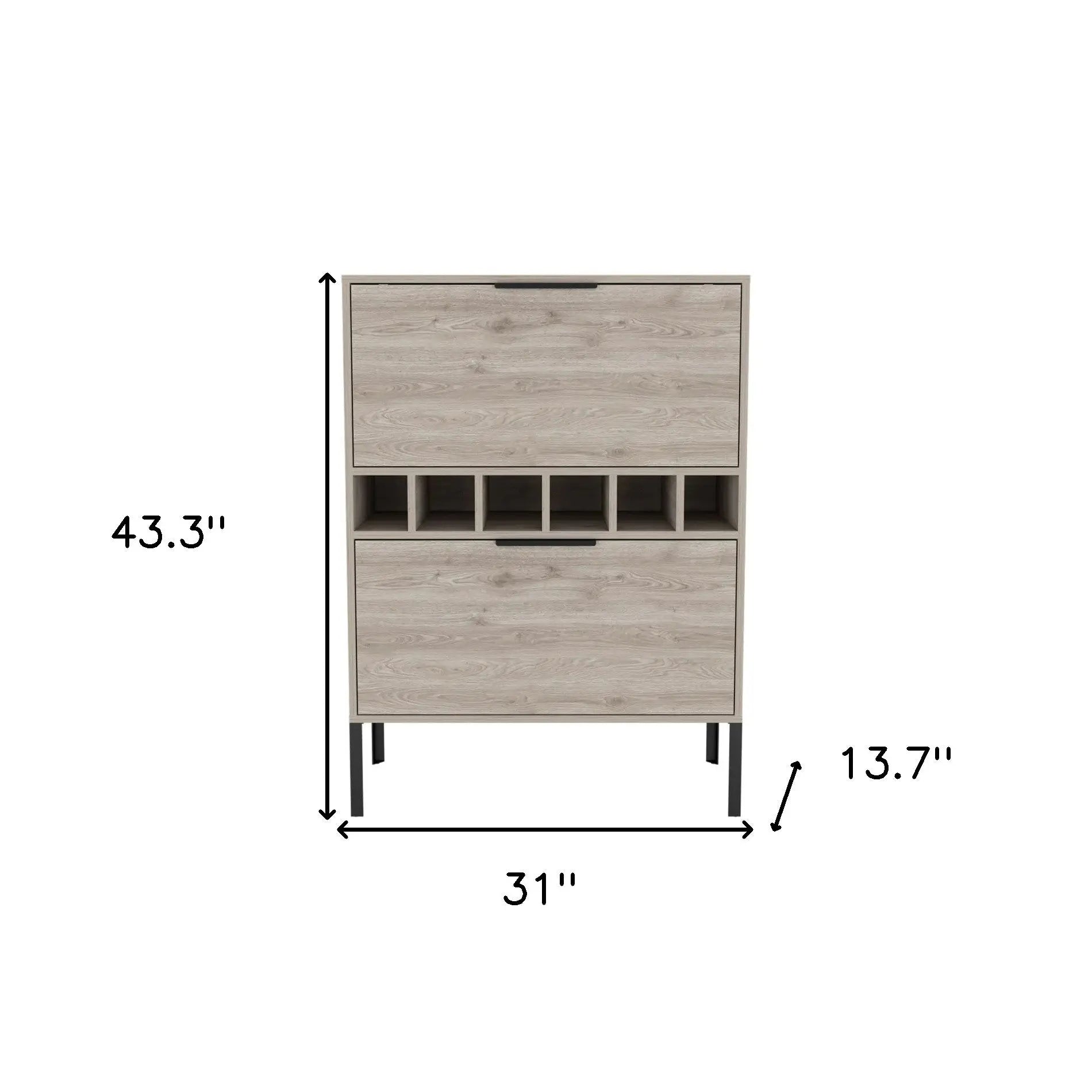 43" Light Gray and Black Wood Console Bar Cabinet With Two Doors - GreatEagleInc