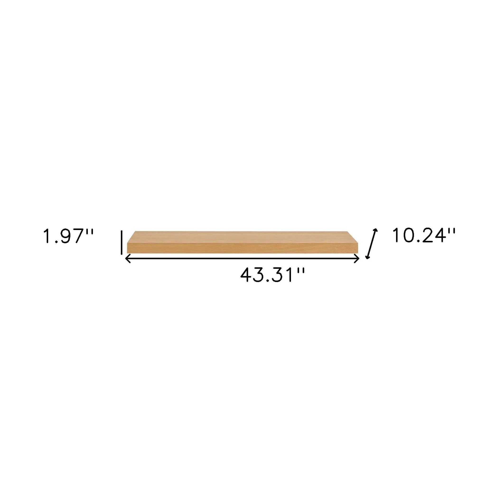 43" Natural Light Brown Wooden Floating Shelf Homeroots Organization