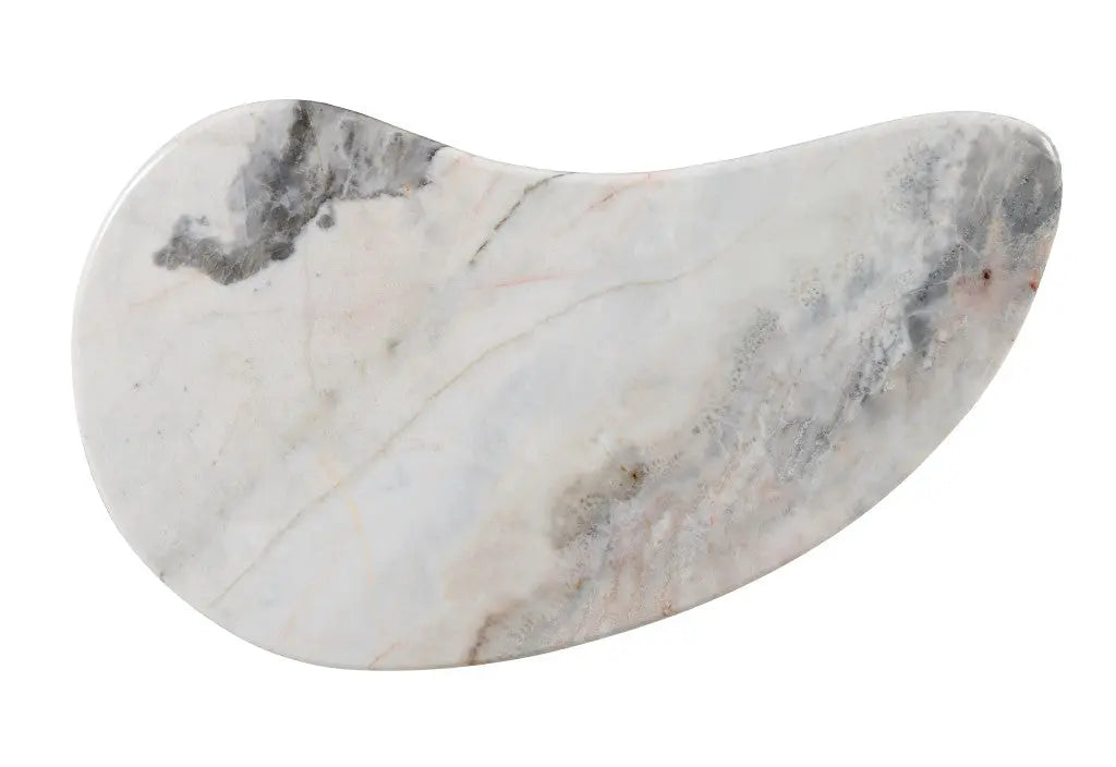 43" Natural and Brown Genuine Marble and Wood Oval Coffee Table Homeroots Living Room