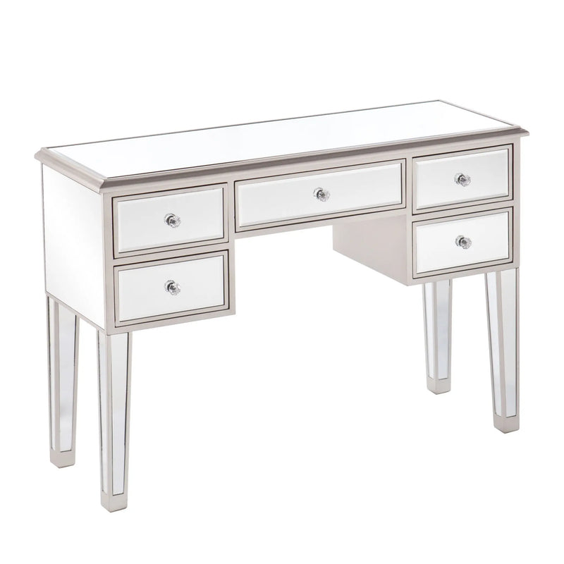 43" Silver Mirrored Glass Console Table And Drawers Homeroots Living Room
