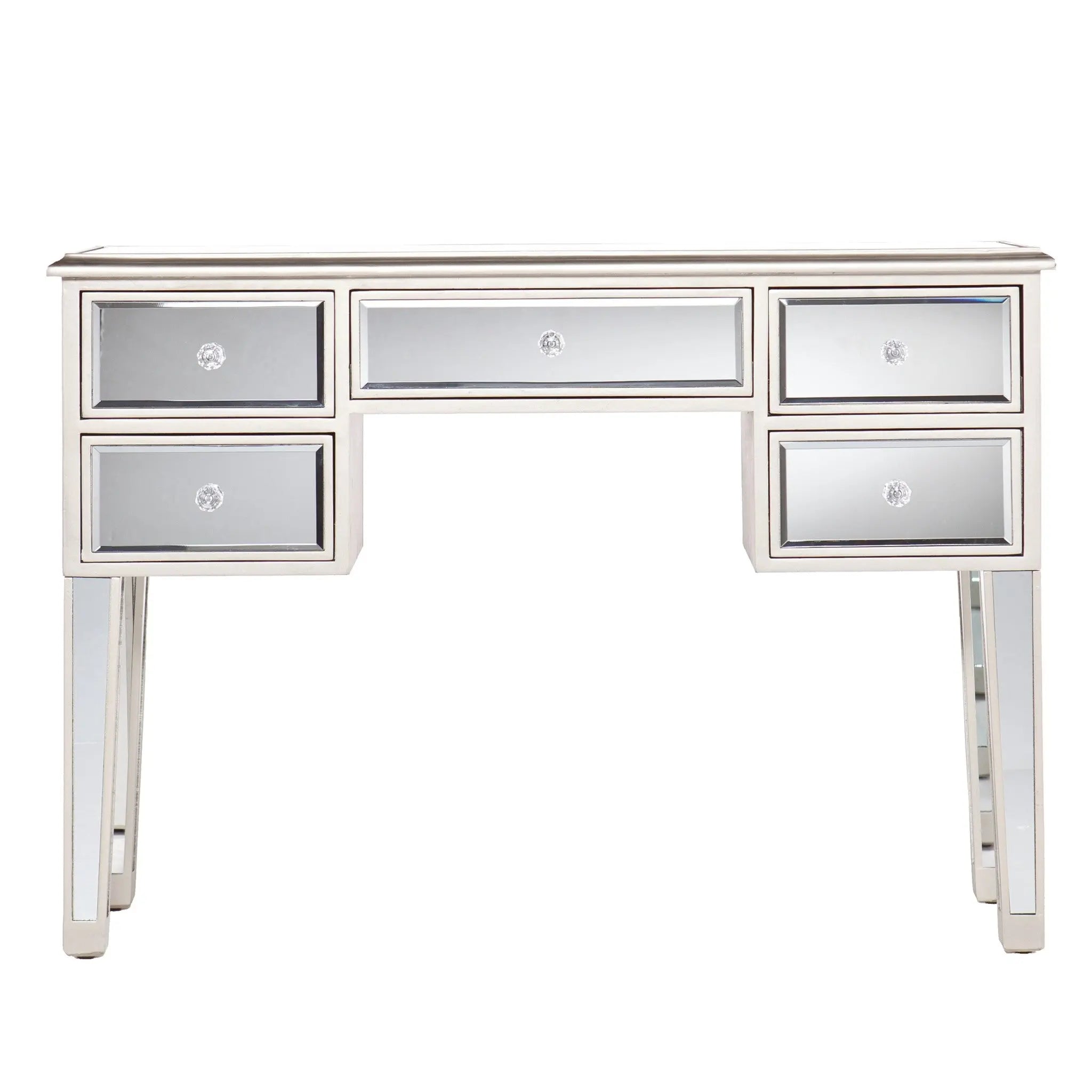 43" Silver Mirrored Glass Console Table And Drawers Homeroots Living Room