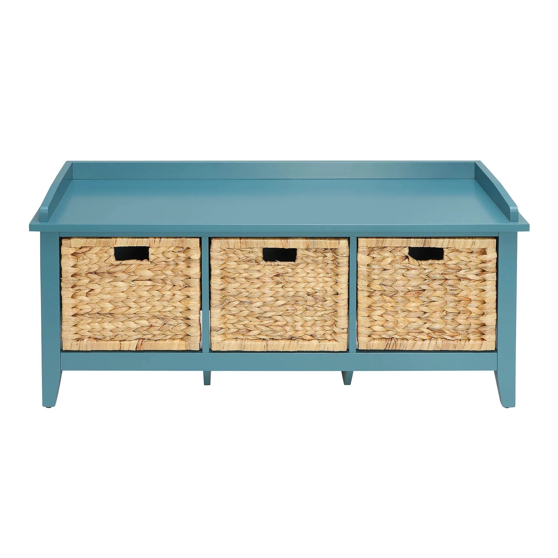 43" Teal Blue Solid Wood Storage Bench with Drawers - GreatEagleInc