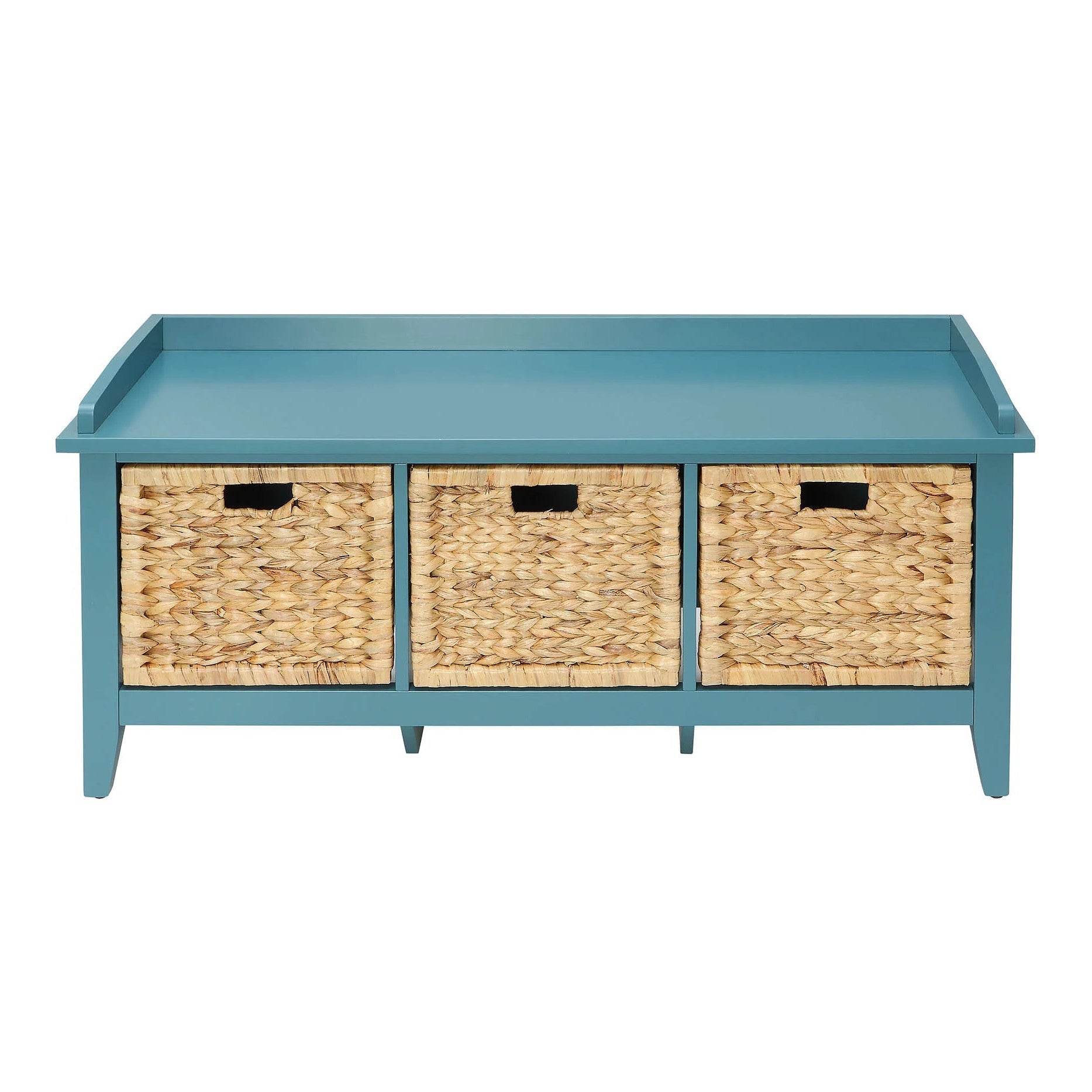 43" Teal Blue Solid Wood Storage Bench with Drawers - GreatEagleInc