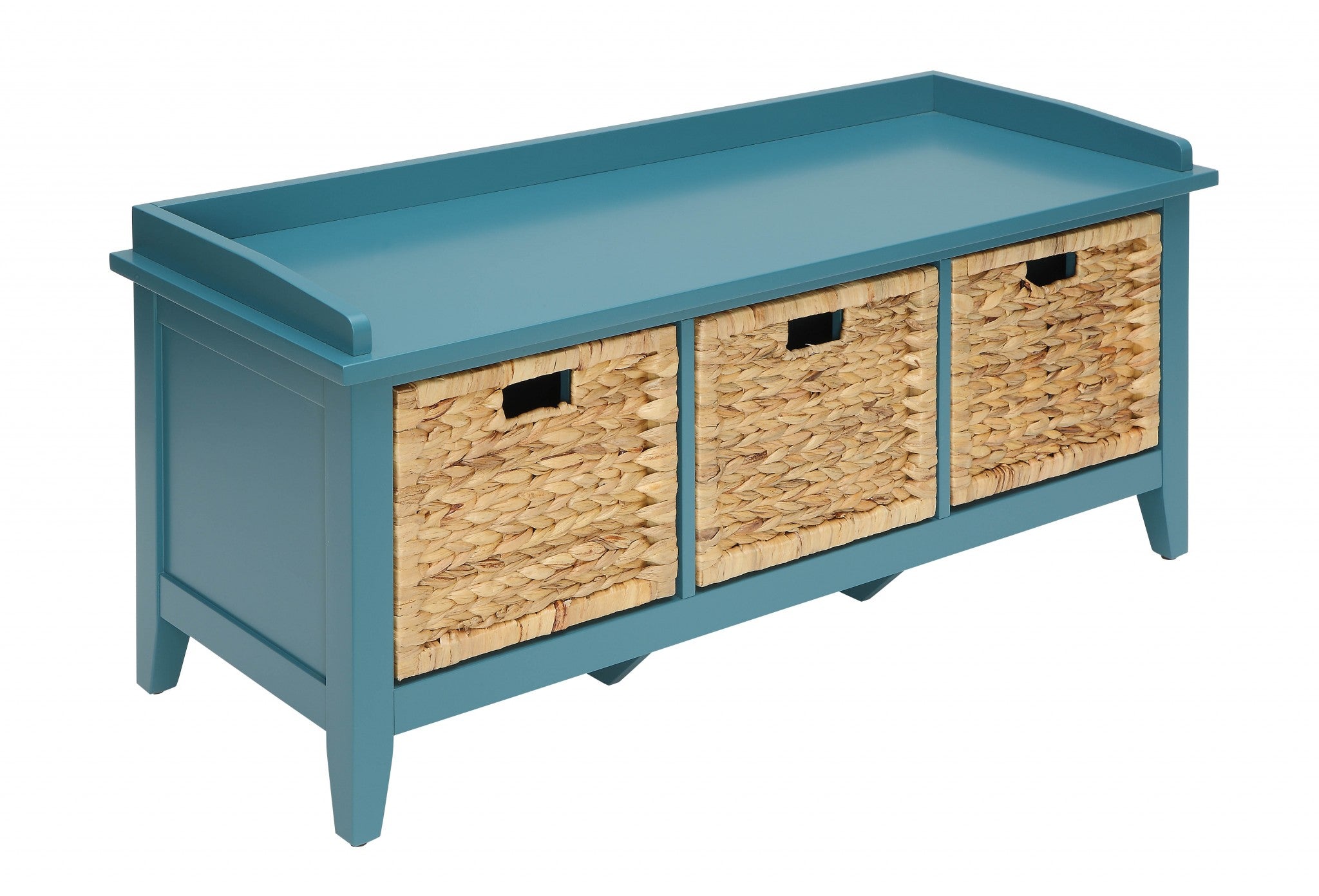 43" Teal Blue Solid Wood Storage Bench with Drawers - GreatEagleInc
