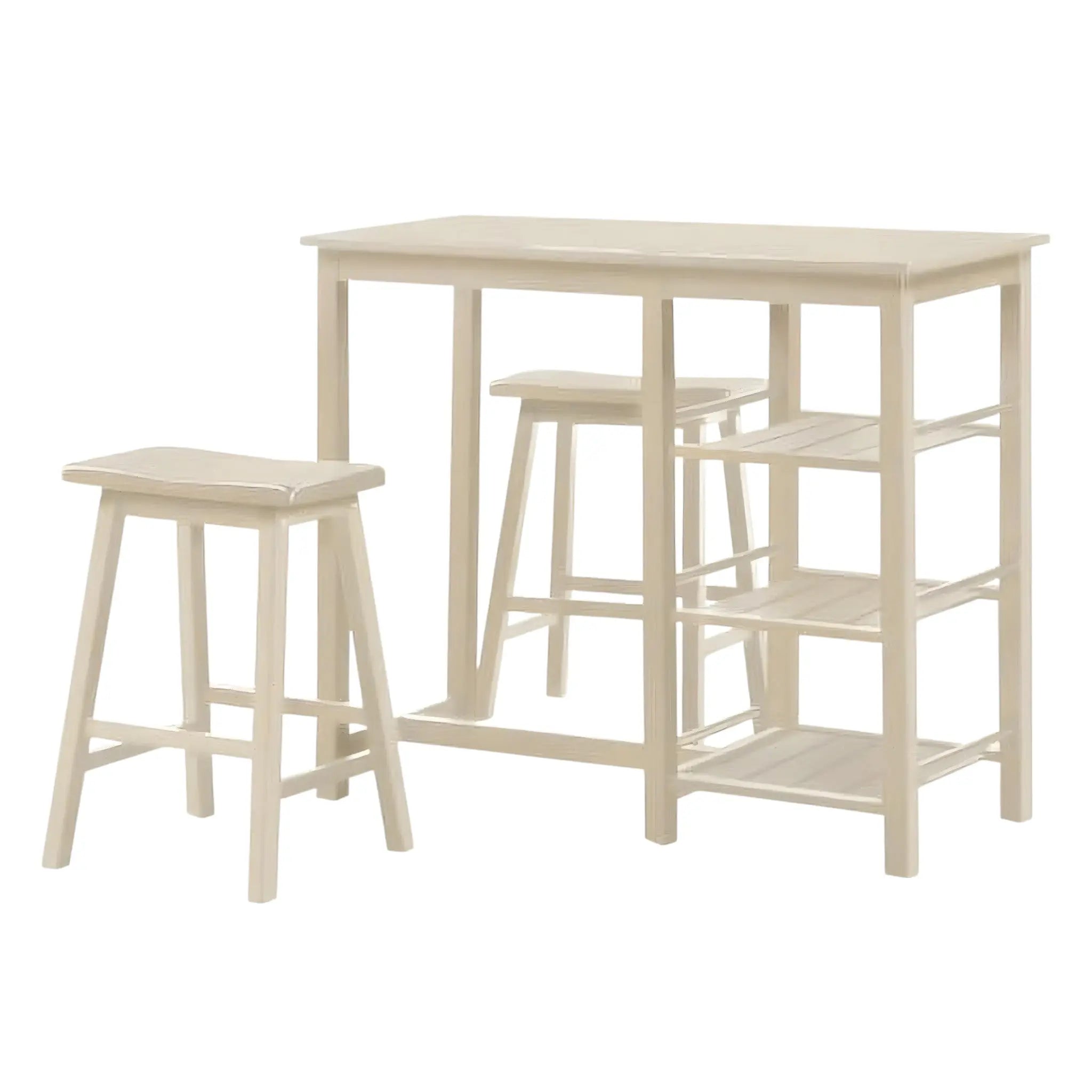 43" Three Piece Beige Solid Wood Rectangular Bar Table Homeroots Living Room