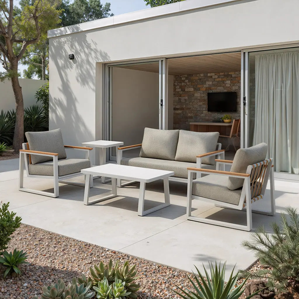 43" White Aluminum Outdoor Coffee Table - GreatEagleInc