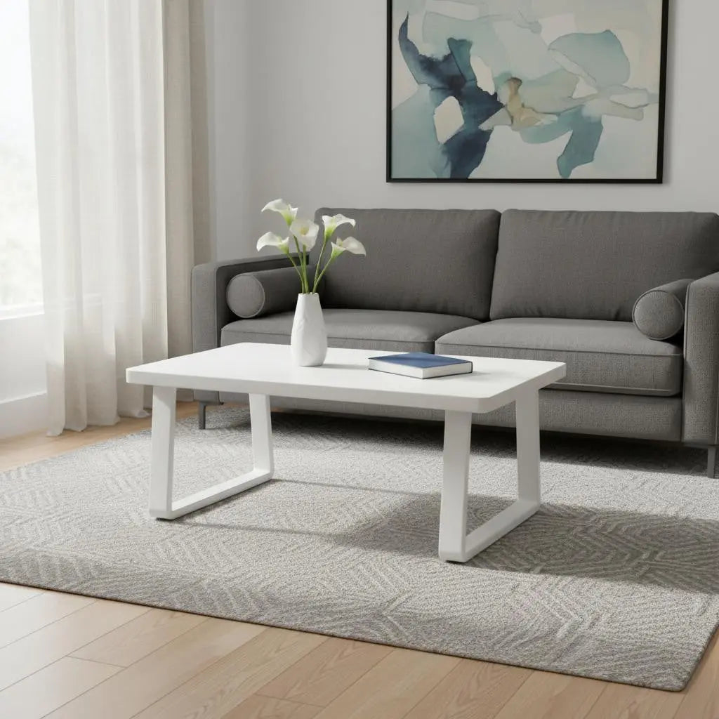 43" White Aluminum Outdoor Coffee Table - GreatEagleInc
