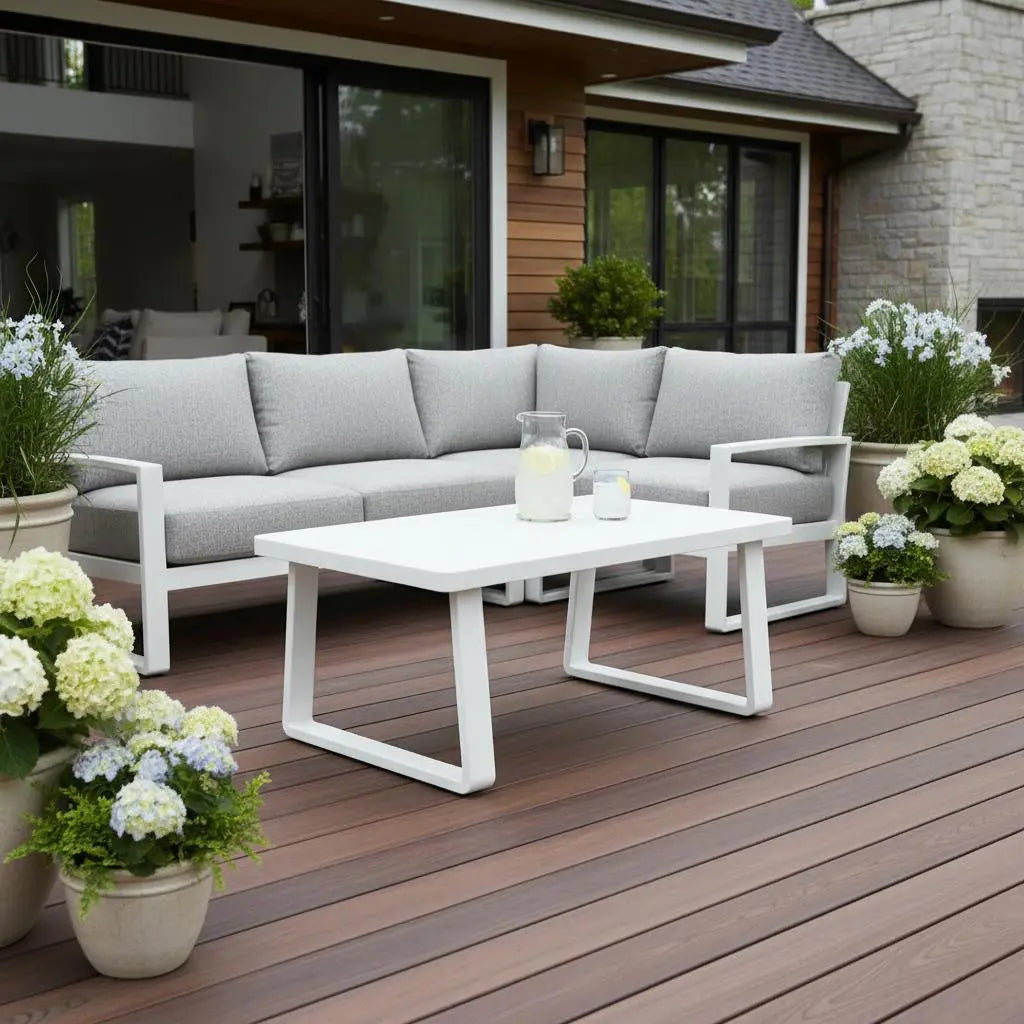43" White Aluminum Outdoor Coffee Table - GreatEagleInc