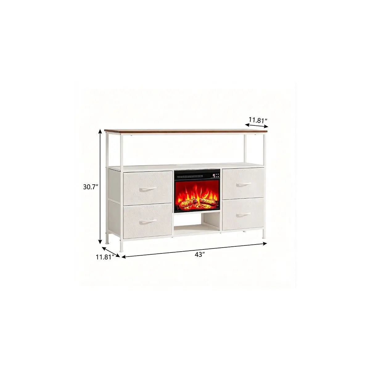 43" White Wood Fireplace TV Stand With Fireplace Homeroots Living Room