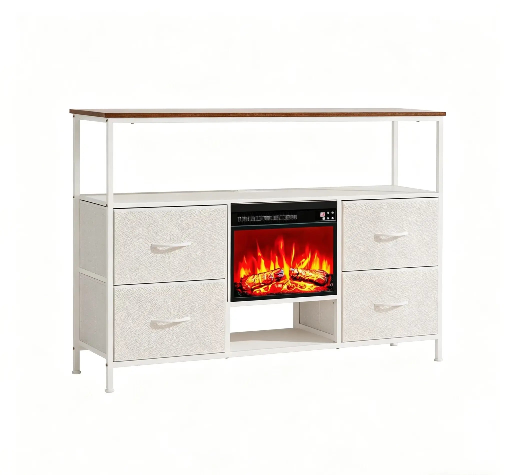 43" White Wood Fireplace TV Stand With Fireplace Homeroots Living Room