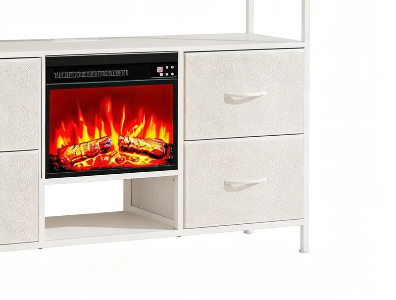 43" White Wood Fireplace TV Stand With Fireplace Homeroots Living Room