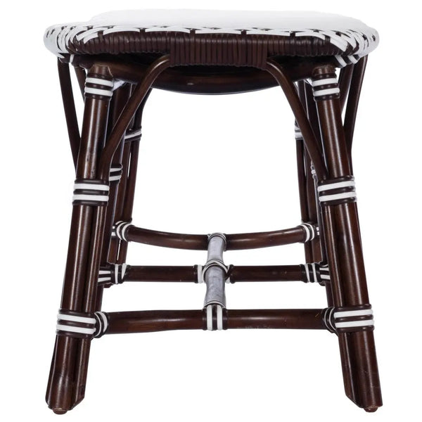 43" White and Dark Brown Rattan and Wicker Bench Homeroots Living Room