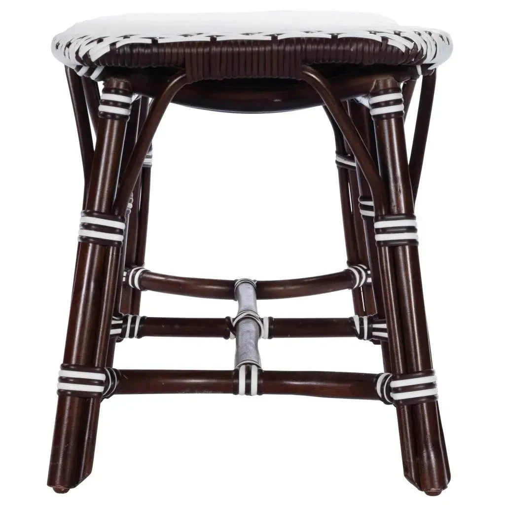 43" White and Dark Brown Rattan and Wicker Bench Homeroots Living Room